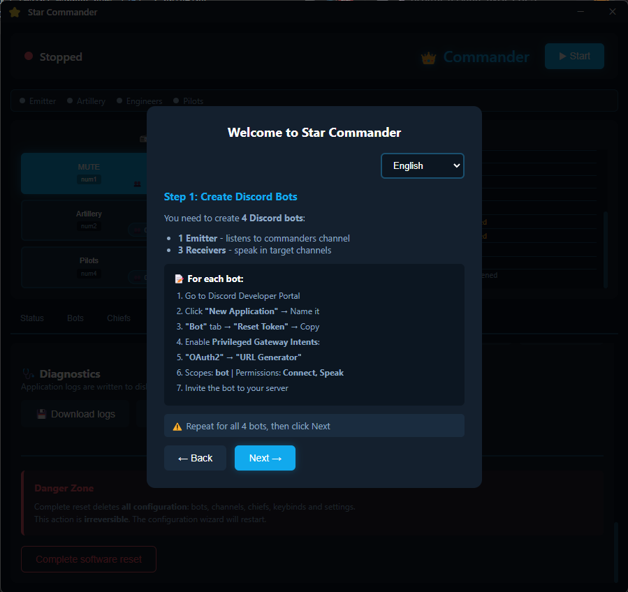 Discord bots setup wizard