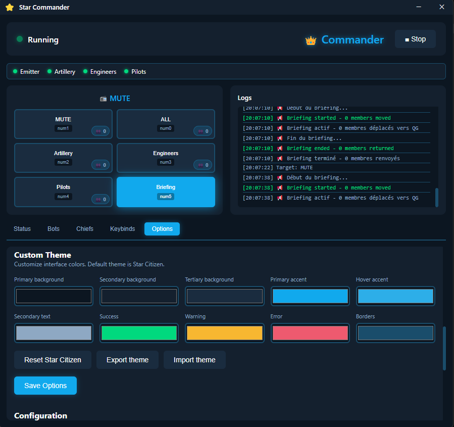 Custom color theme editor